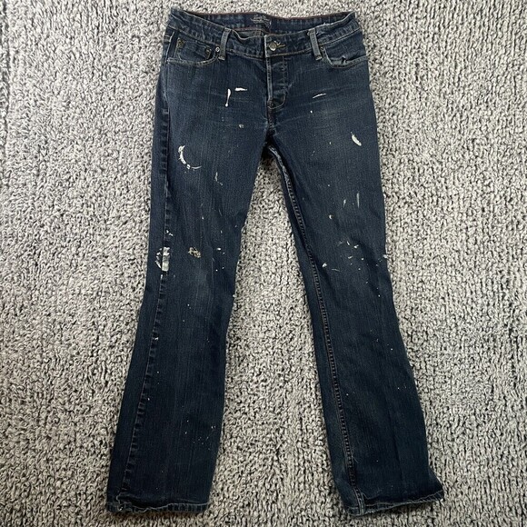 Levi Strauss Signature Series Jeans Paint Splatter Boot Cut Dark Wash Juniors 9 - Picture 2 of 10